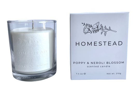 Poppy & Neroli Blossom scented premium soy wax candle
